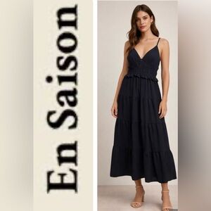 En Saison Navy Tiered midi dress- XS